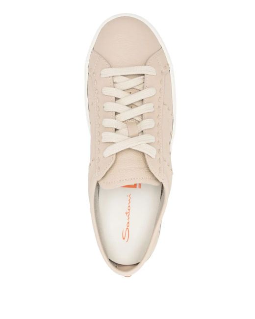 Santoni White Leather Sneakers