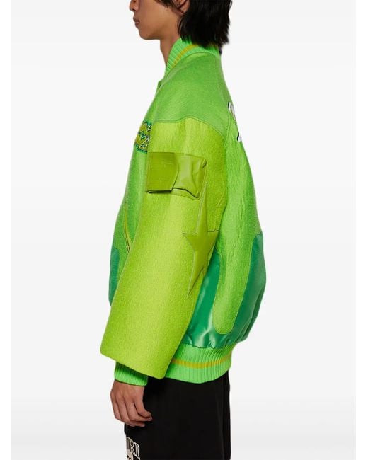 Members of The Rage Green Oversized Varsity Jacket for men