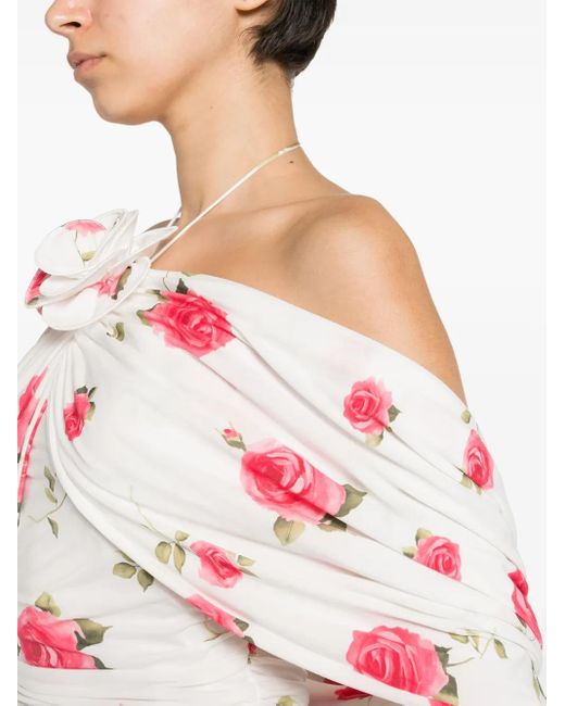 Magda Butrym White Rose-print Mini Dress
