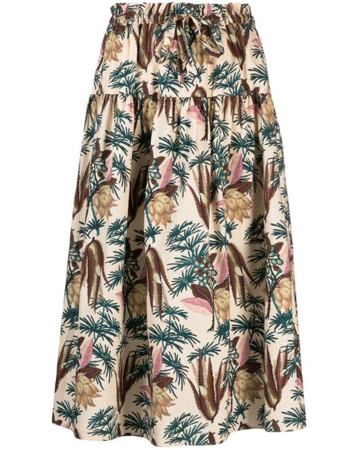 Ulla Johnson Natural Fernanda Ruched-design Cotton Skirt