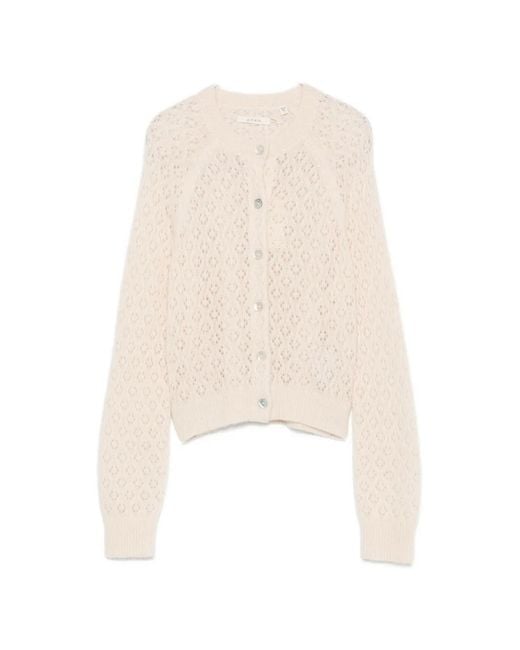 Doen White Petra Pointelle-Knit Cardigan