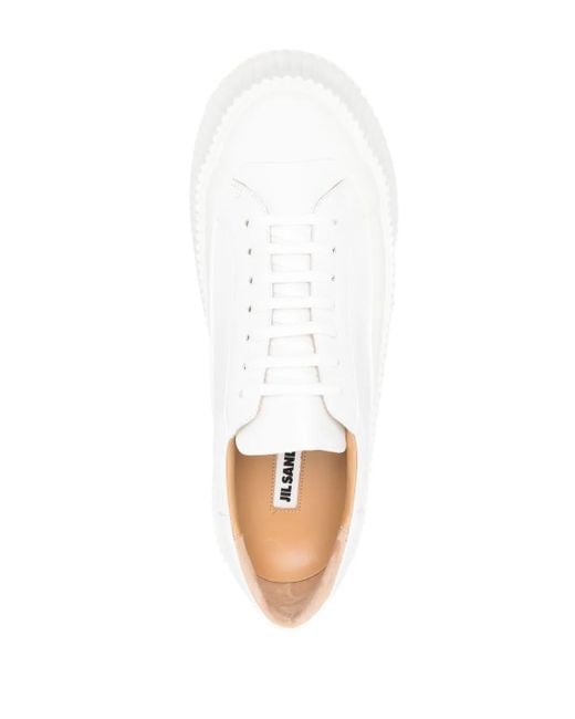Jil Sander White Low-Top Sneakers With Platform And Tonal Heel Tab for men