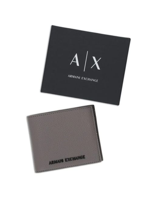 ARMANI EXCHANGE Gray Logo-Plaque Wallet for men