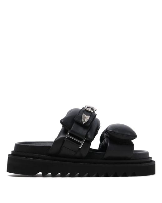 Toga Black Buckled Leather Sandals
