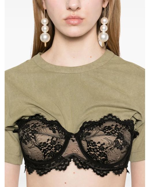 GIUSEPPE DI MORABITO Green Bra-Insert T-Shirt