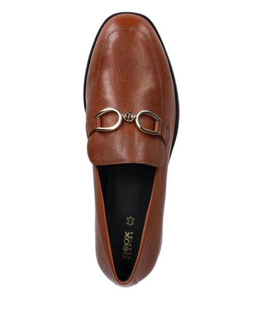 Geox Brown Chain-Detail Loafers