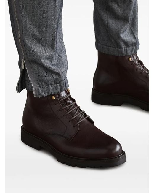 Brunello Cucinelli Brown Leather Ankle Boots for men