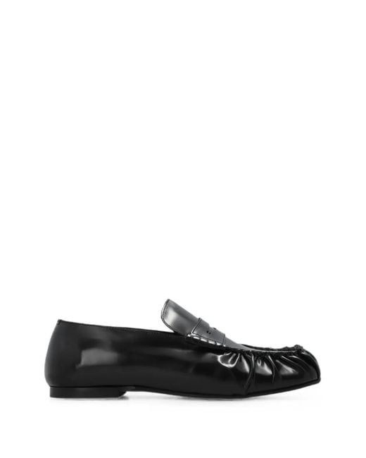 Alohas Black Aven Ruched Leather Loafers for men
