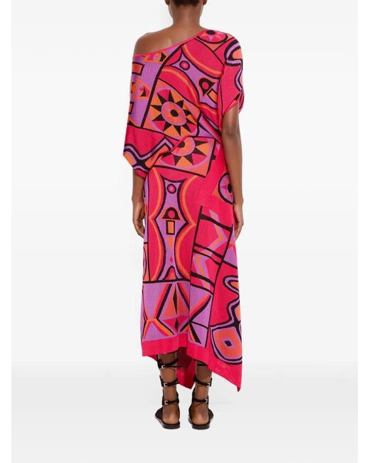 Emilio Pucci Red Jacquard Asymmetrical Skirt
