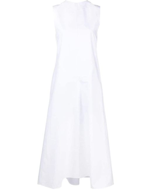 Jil Sander Popeline Maxi-jurk Met Vlakken in het White
