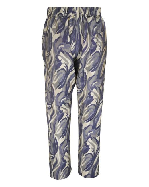 Zero + Maria Cornejo Blue Abstract-Print Elasticated-Waist Trousers