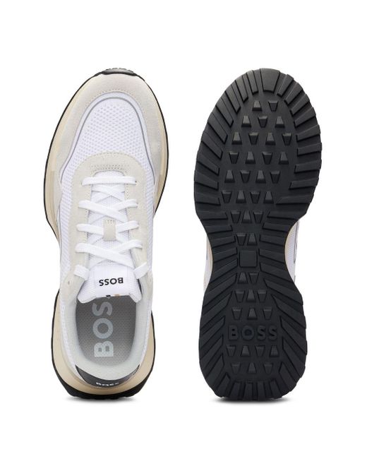 Boss White Panelled Low-top Sneakers for men