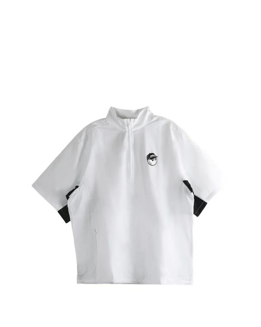 Malbon Golf White Logo Embroidery Short Sleeve T-Shirt for men