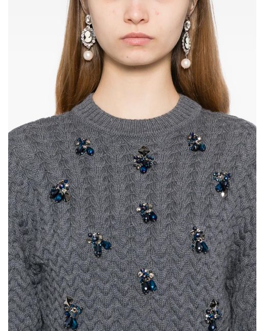 Dice Kayek Gray Crystal-Embellished Sweater