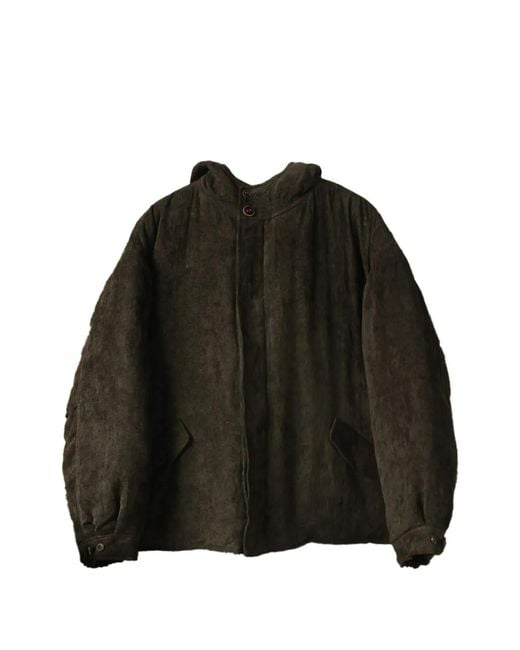 AVIVA JIFEI XUE Black Padded Linen-Velvet Parka