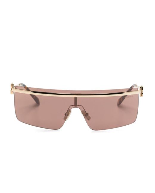 Miu Miu Pink Shield-frame Sunglasses