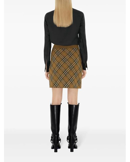 Burberry Green Nova Check Wool-Blend Skirt