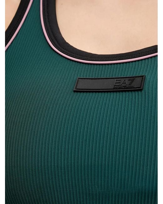 EA7 Green Brassière De Sport À Patch Logo