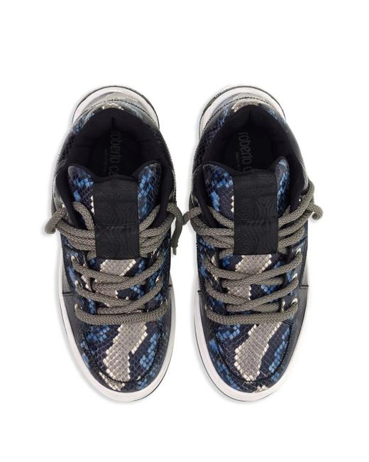 Roberto Cavalli Sneakers Mit Schlangenleder-Print in Blue für Herren