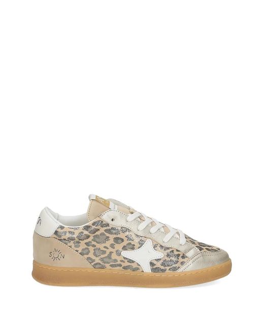 AMA BRAND White Leopard-Print Metallic Sneakers