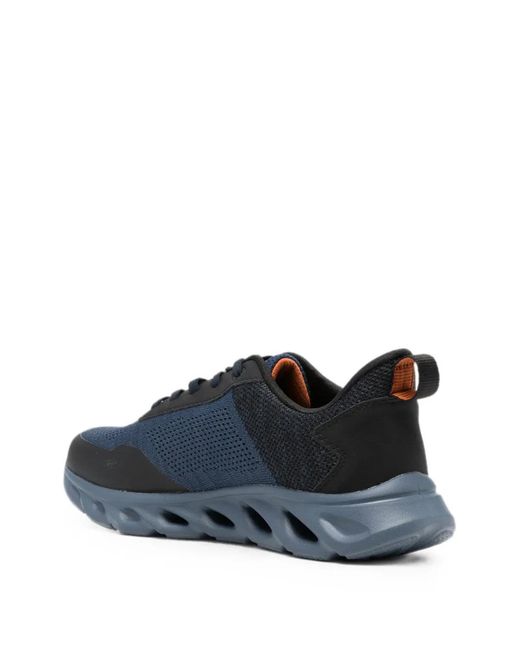 Bugatti Blue Mesh-Panel Logo-Patch Sneakers for men