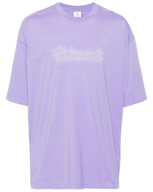 Vetements Purple Stud-embellished Cotton T-shirt