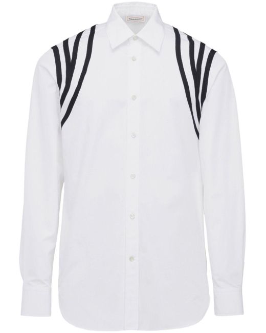 Camisa con franja de arnés Alexander McQueen de hombre de color White