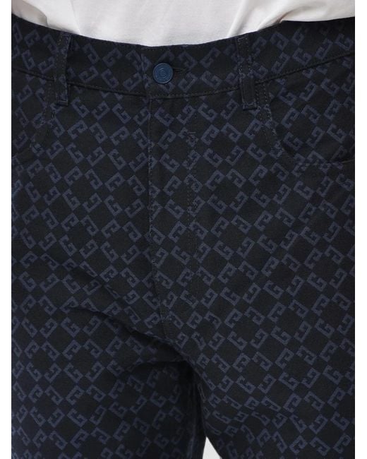 Givenchy Blue Monogram-Pattern 5-Pocket Trousers for men