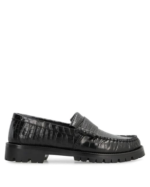 Rhude Black Crocodile-Effect Loafers for men