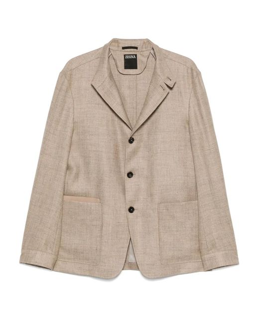 Zegna Natural Single-Breasted Blazer for men