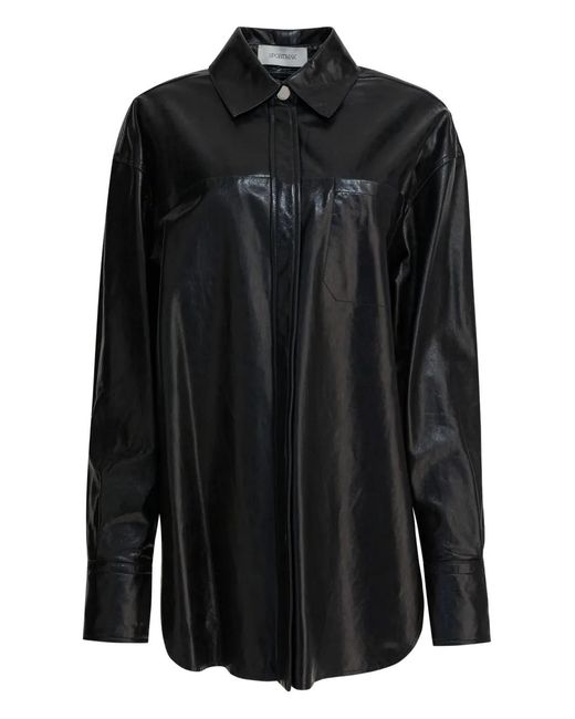 Max Mara Black Chest-Pocket Leather Jacket