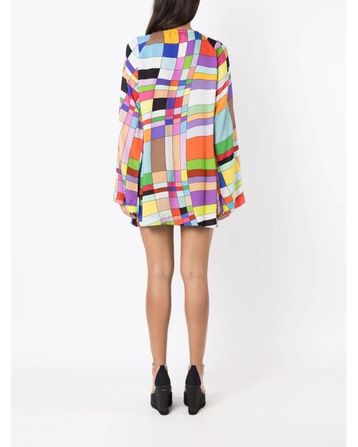 Amir Slama Multicolor Graphic-Print Long-Sleeved Dress