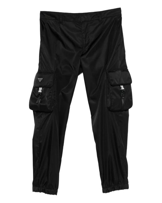 Pantalon À Plaque Logo Prada pour homme en coloris Black