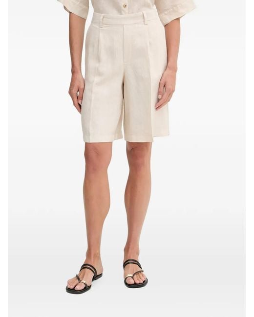 Ouí Natural Pleated Linen Shorts