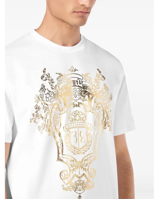 Billionaire White Logo-Print T-Shirt for men
