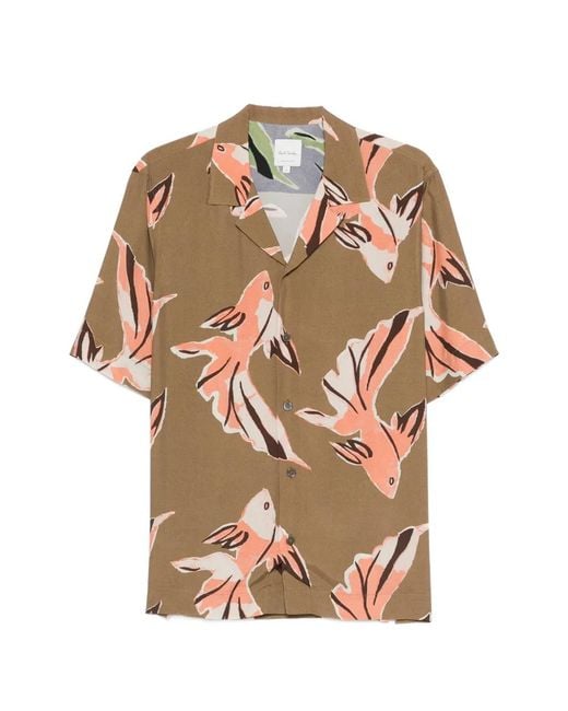 Paul Smith Brown Fish Print Shirt for men
