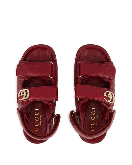 Gucci Red Double G Flat Sandals