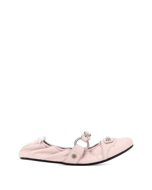 Balenciaga Pink Leather Ballet Flats