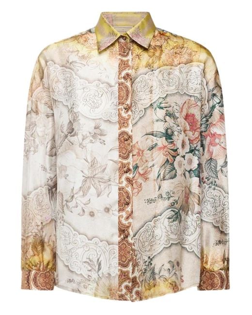 Pierre Louis Mascia Natural Floral-Print Shirt