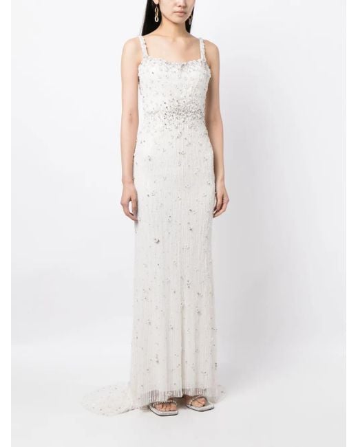 Jenny Packham White Kabla Floral-Sequin Bridal Gown