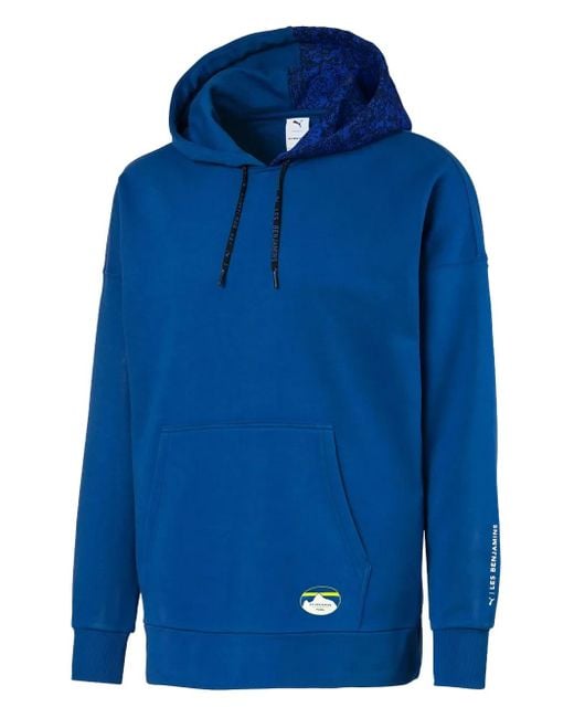 PUMA Blue X Les Benjamins Patterned-Trim Hoodie for men