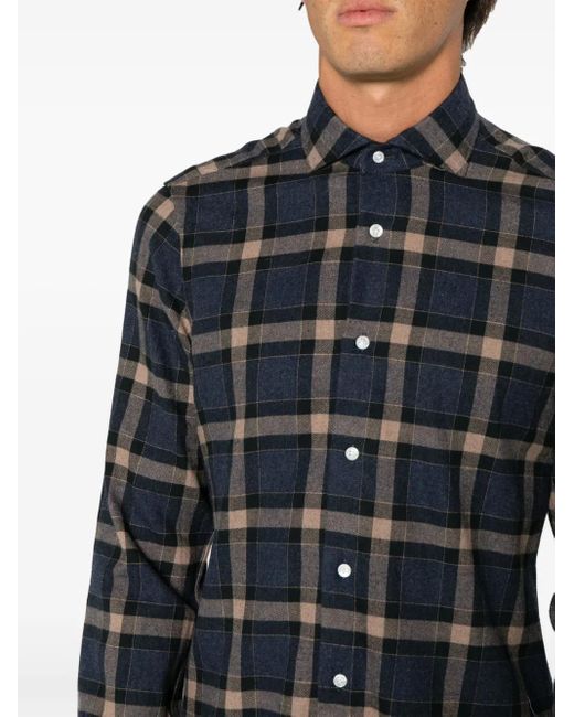 Camicia A Quadri di Barba Napoli in Blue da Uomo