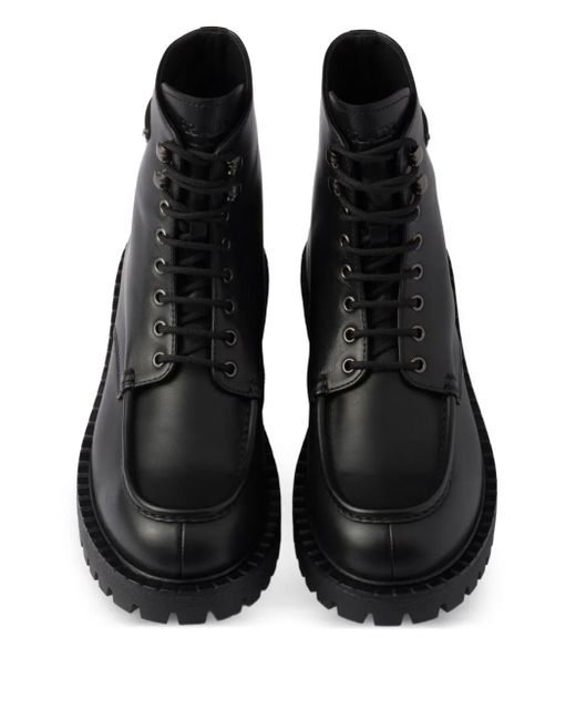 Prada Black Laced Leather Booties for men