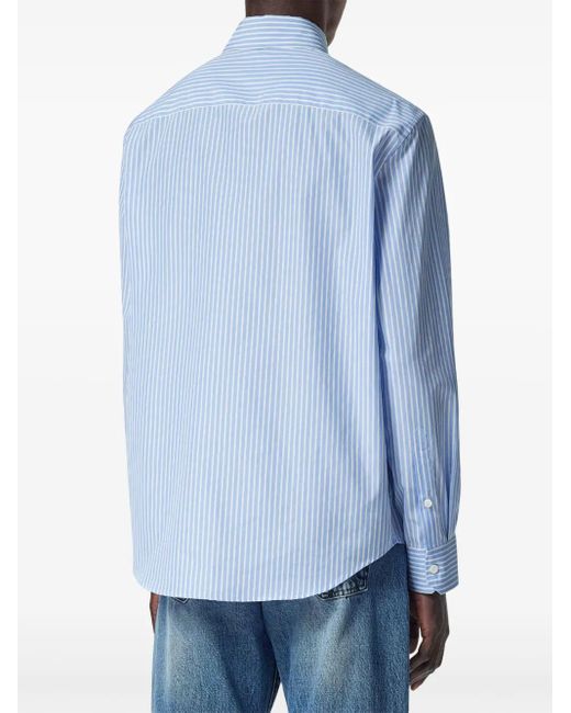 Versace Blue Medusa Striped Shirt for men
