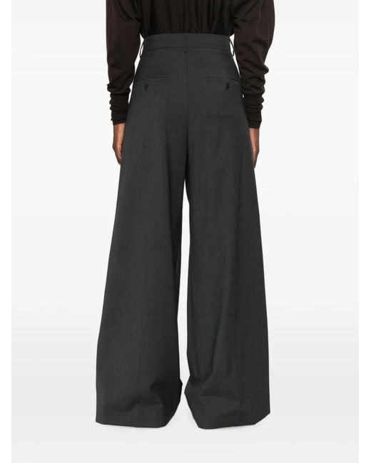 Weekend by Maxmara Gray Pleated Wide-Leg Trousers