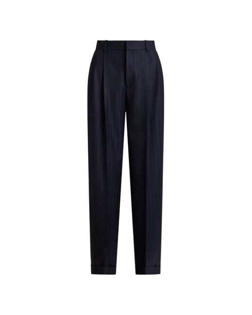 Polo Ralph Lauren Blue Pantalon Bacall En Laine À Fines Rayures