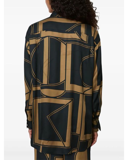Marc O' Polo Black Geometric-Print Button-Up Shirt