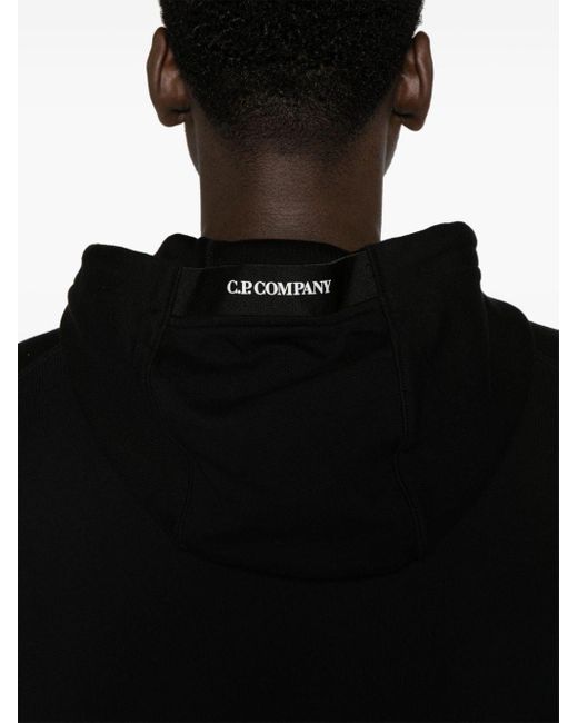 C P Company Black Lens-detail Cotton Hoodie for men