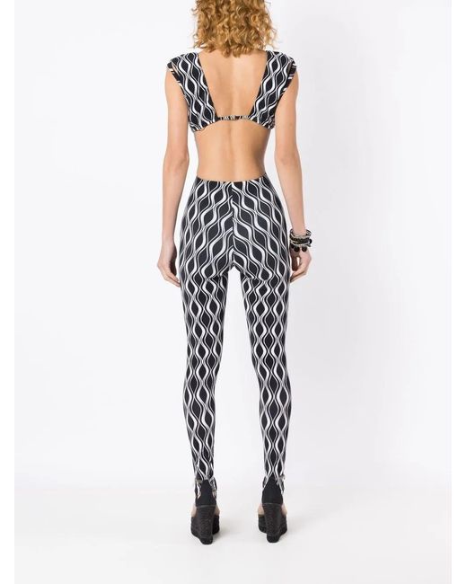 Amir Slama Black Cut-Out Wave-Print Jumpsuit