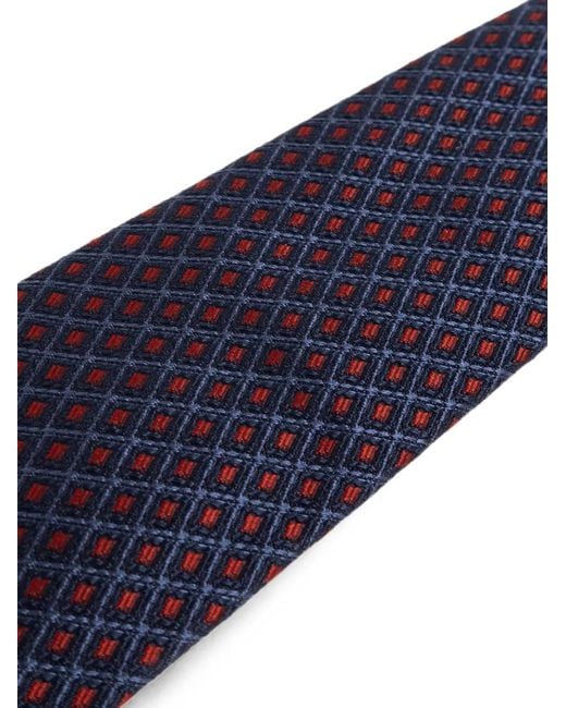 Ferragamo Blue Geometric-Pattern Silk Tie for men